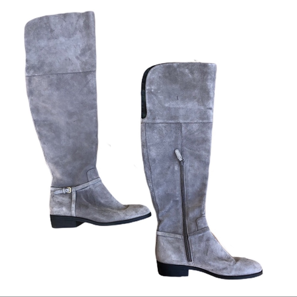 Cole Haan Grand OS Gray Over the Knee Suede Boots Holiday Christmas Winter